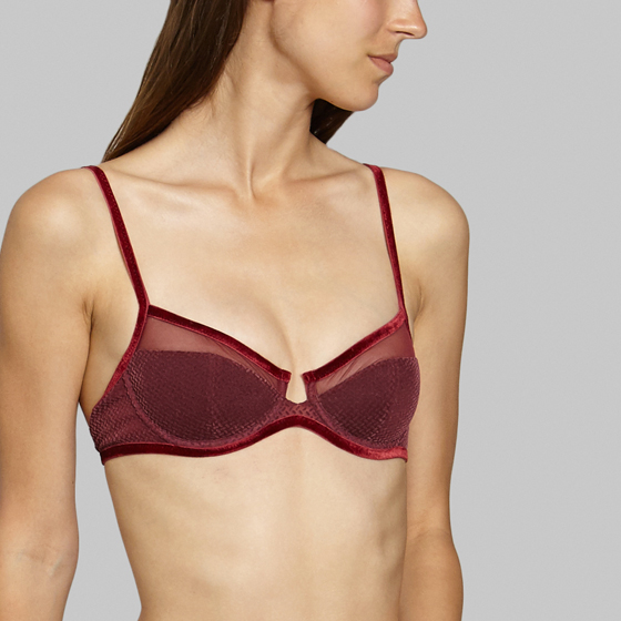 soutien-gorge corbeille Ysé velours bordeaux