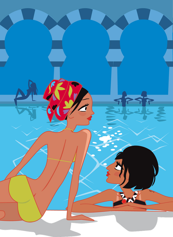 illustration spa piscine Solene Debies
